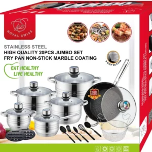 ROYAL SWISS 20 PIÈCES/ ENSEMBLE/ BATTERIE DE CUISINE EN ACIER INOXYDABLE